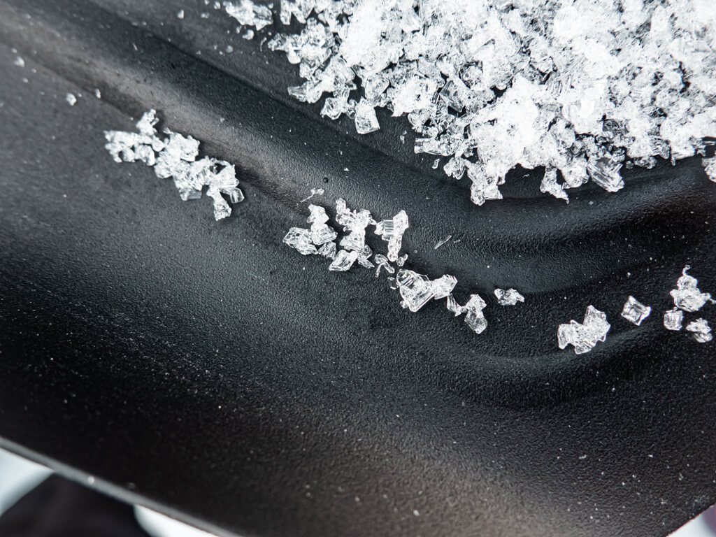 Faceted snow on a shovel.
