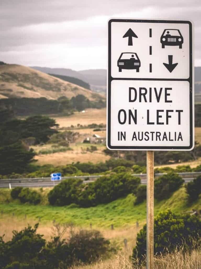 Road signs for vanlife. Drive on the left in Australia.