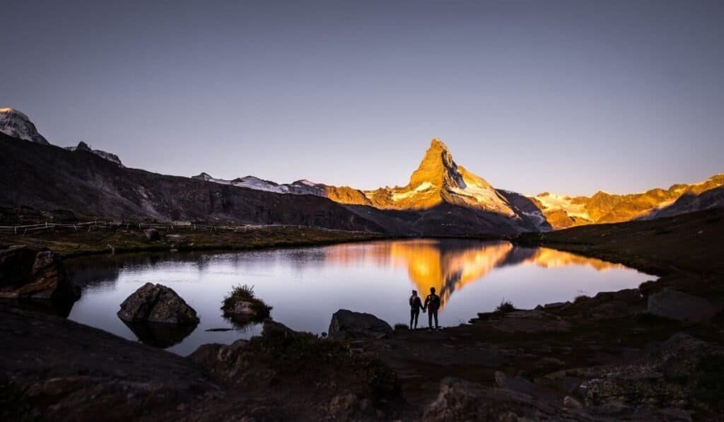 A stunning sunrise from Stellisee lake.